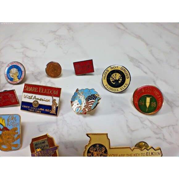 VTG BPOE Benevolent Order Of Elks Lodge Hat Lapel Vest Pin Enamel Buttons - Picture 3 of 9